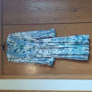 Cream Blue Floral Dress